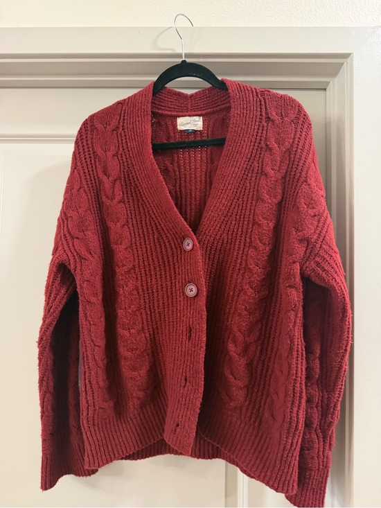 Universal Thread Sweaters - Universal Thread Chunky Cable Knit Cardigan in Red